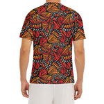 Orange Monarch Butterfly Wings Print Men's Short Sleeve Rash Guard