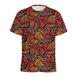 Orange Monarch Butterfly Wings Print Men's Sports T-Shirt
