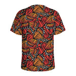 Orange Monarch Butterfly Wings Print Men's Sports T-Shirt