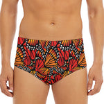 Orange Monarch Butterfly Wings Print Men's Triangle Swim Briefs