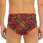 Orange Monarch Butterfly Wings Print Men's Triangle Swim Briefs