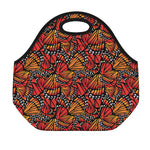 Orange Monarch Butterfly Wings Print Neoprene Lunch Bag