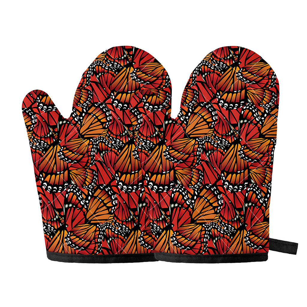 Orange Monarch Butterfly Wings Print Oven Mitts