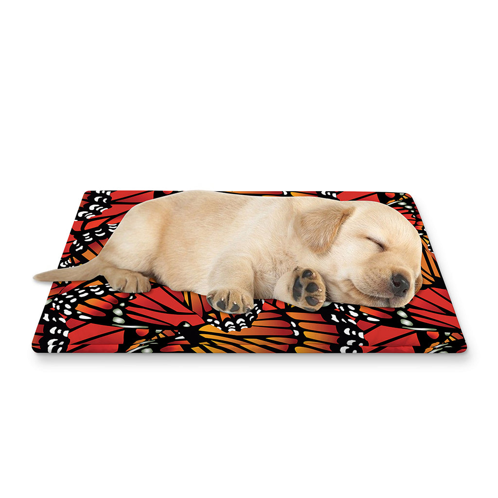 Orange Monarch Butterfly Wings Print Pet Cooling Mat Cover