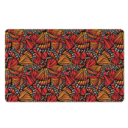 Orange Monarch Butterfly Wings Print Polyester Doormat