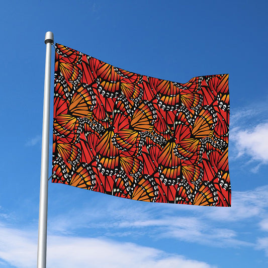 Orange Monarch Butterfly Wings Print Polyester Flag