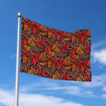 Orange Monarch Butterfly Wings Print Polyester Flag