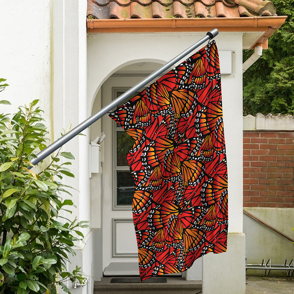 Orange Monarch Butterfly Wings Print Polyester Flag