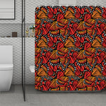 Orange Monarch Butterfly Wings Print Polyester Shower Curtain