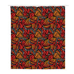 Orange Monarch Butterfly Wings Print Polyester Shower Curtain