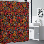 Orange Monarch Butterfly Wings Print Premium Shower Curtain