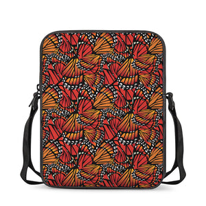 Orange Monarch Butterfly Wings Print Rectangular Crossbody Bag