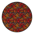 Orange Monarch Butterfly Wings Print Round Floor Mat