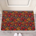 Orange Monarch Butterfly Wings Print Rubber Doormat