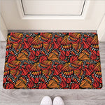 Orange Monarch Butterfly Wings Print Rubber Doormat