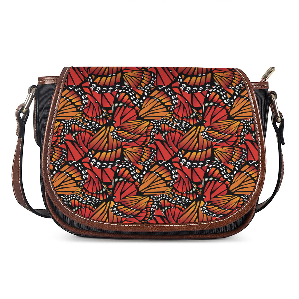Orange Monarch Butterfly Wings Print Saddle Bag