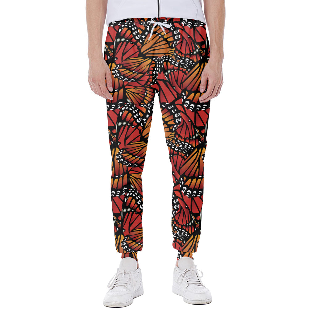 Orange Monarch Butterfly Wings Print Scuba Joggers