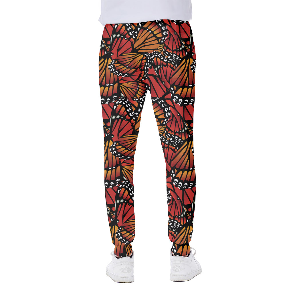 Orange Monarch Butterfly Wings Print Scuba Joggers