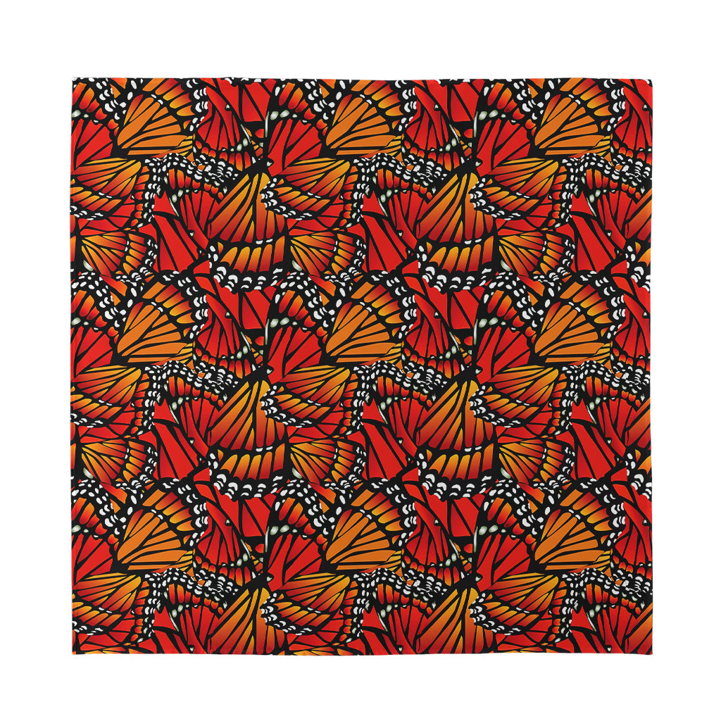 Orange Monarch Butterfly Wings Print Silk Bandana