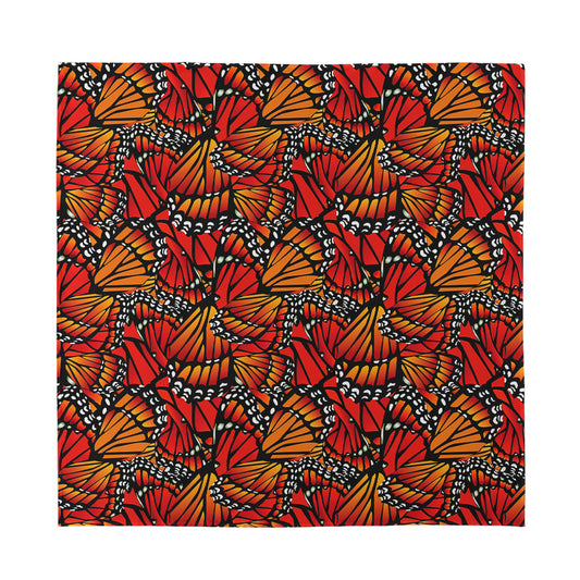 Orange Monarch Butterfly Wings Print Silk Bandana