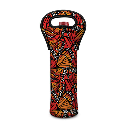 Orange Monarch Butterfly Wings Print Single Neoprene Wine Tote