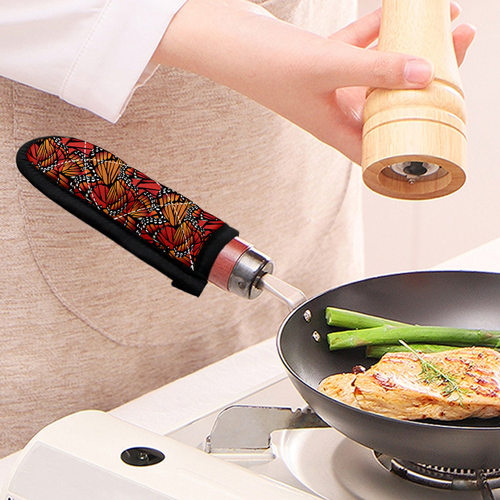 Orange Monarch Butterfly Wings Print Skillet Handle Cover