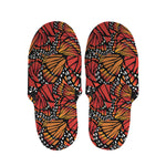 Orange Monarch Butterfly Wings Print Slippers