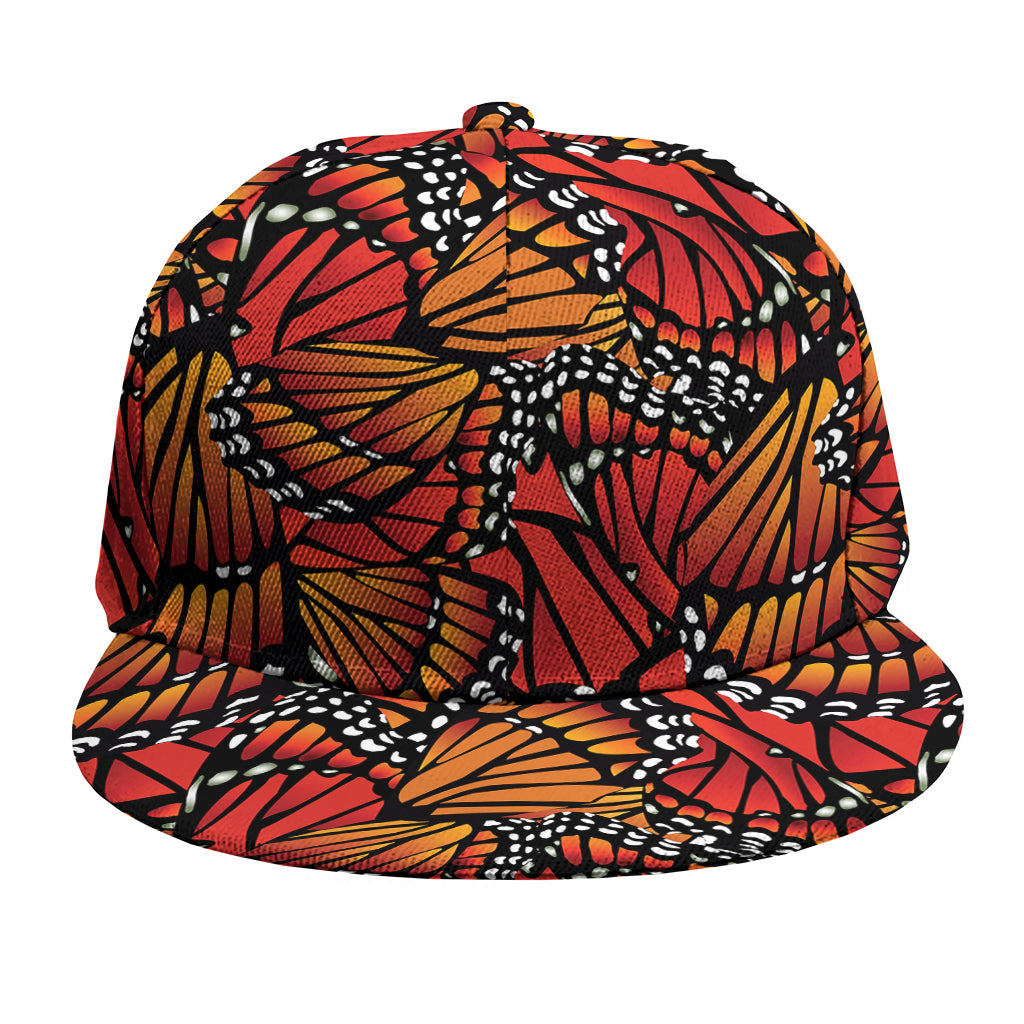 Orange Monarch Butterfly Wings Print Snapback Cap