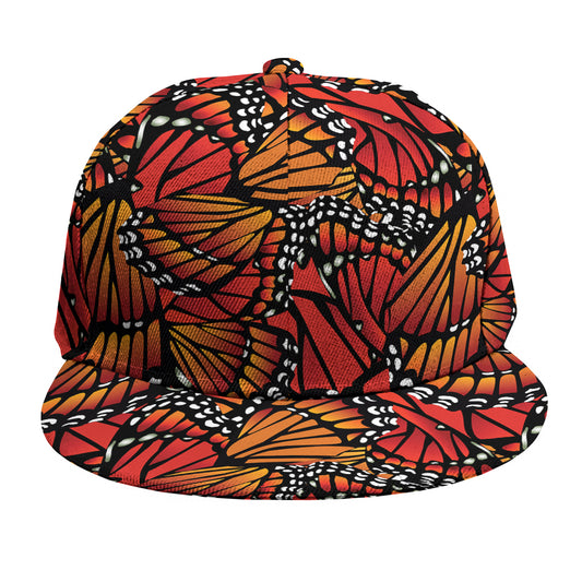 Orange Monarch Butterfly Wings Print Snapback Cap