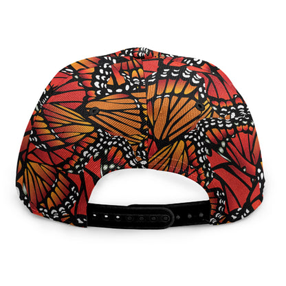 Orange Monarch Butterfly Wings Print Snapback Cap