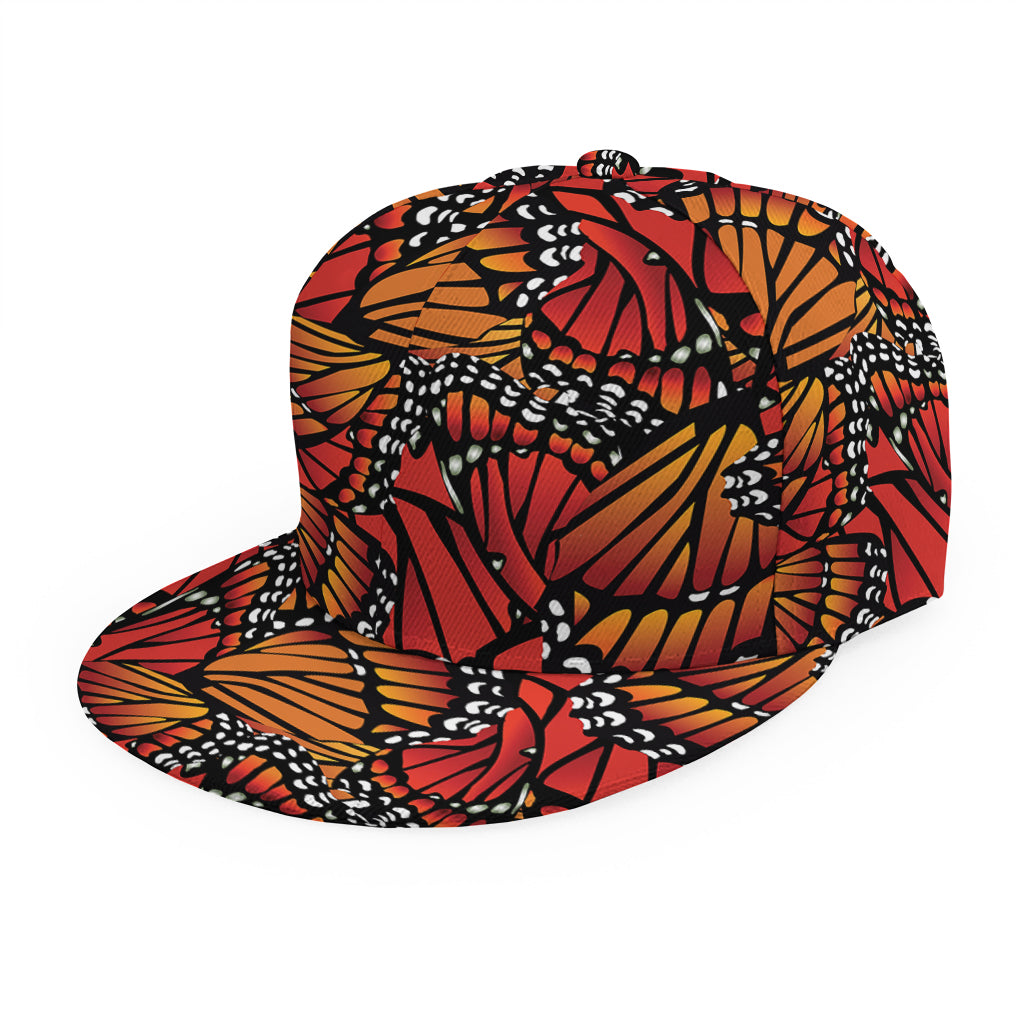 Orange Monarch Butterfly Wings Print Snapback Cap