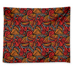 Orange Monarch Butterfly Wings Print Tapestry