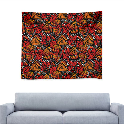 Orange Monarch Butterfly Wings Print Tapestry
