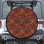 Orange Monarch Butterfly Wings Print Tire Cover With Camera Hole