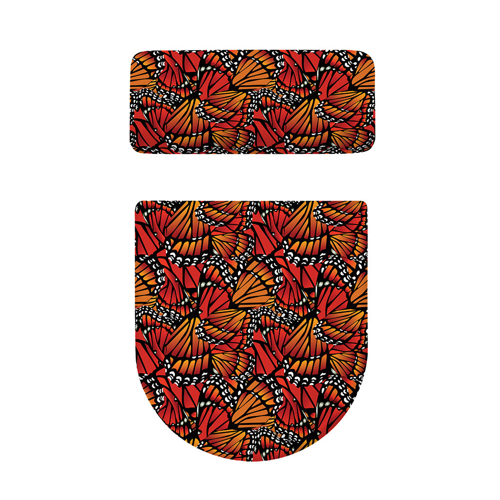 Orange Monarch Butterfly Wings Print Toilet Lid And Tank Cover Set