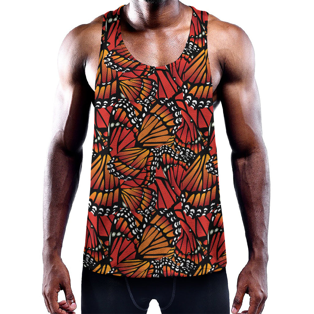 Orange Monarch Butterfly Wings Print Training Tank Top