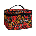 Orange Monarch Butterfly Wings Print Travel Makeup Bag