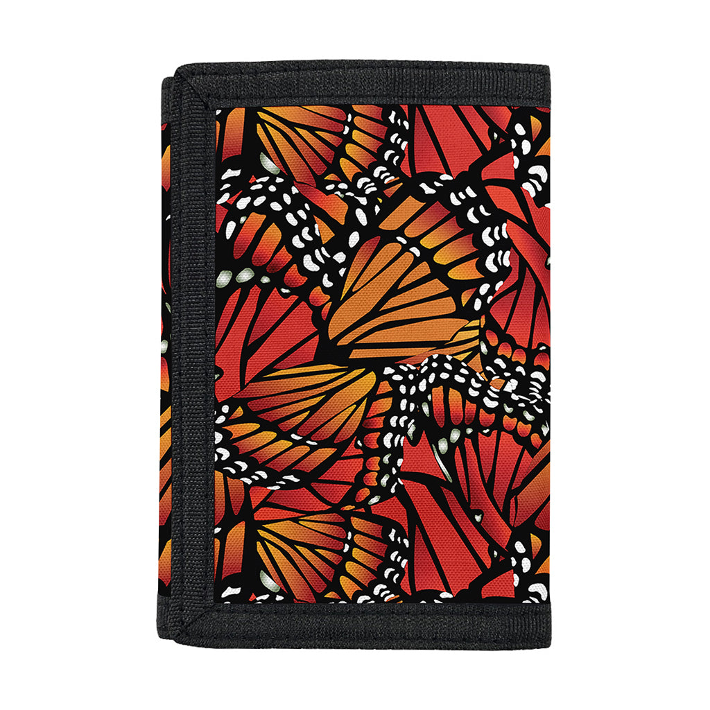 Orange Monarch Butterfly Wings Print Trifold Wallet