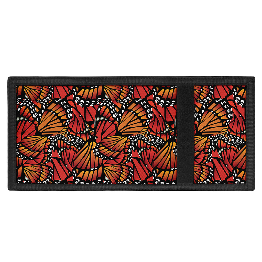 Orange Monarch Butterfly Wings Print Trifold Wallet