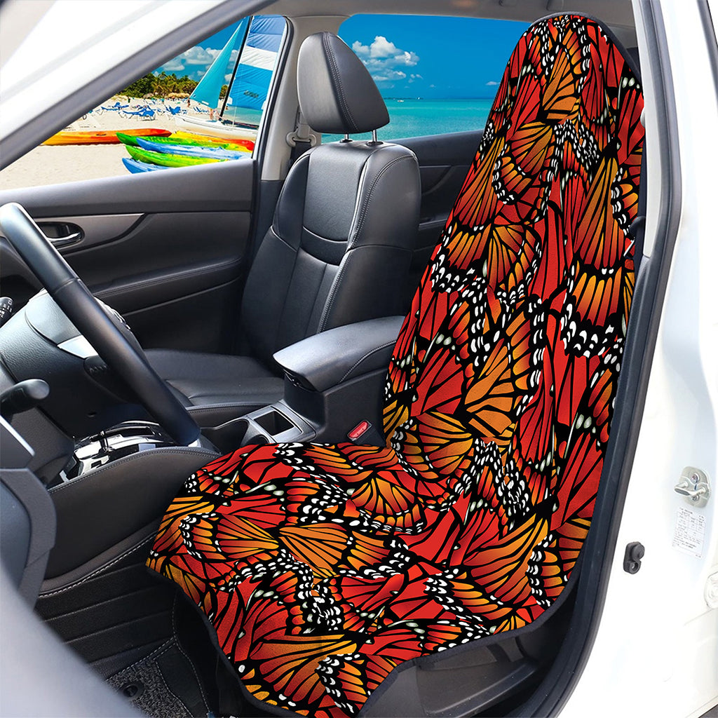 Orange Monarch Butterfly Wings Print Waterproof Car Seat Cover