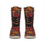 Orange Monarch Butterfly Wings Print Winter Boots