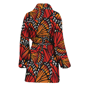 Orange Monarch Butterfly Wings Print Women's Bathrobe