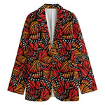 Orange Monarch Butterfly Wings Print Women's Blazer