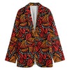 Orange Monarch Butterfly Wings Print Women's Blazer