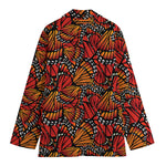 Orange Monarch Butterfly Wings Print Women's Blazer