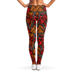 Orange Monarch Butterfly Wings Print Women's Leggings