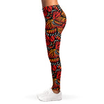 Orange Monarch Butterfly Wings Print Women's Leggings