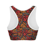 Orange Monarch Butterfly Wings Print Women's Sports Bra