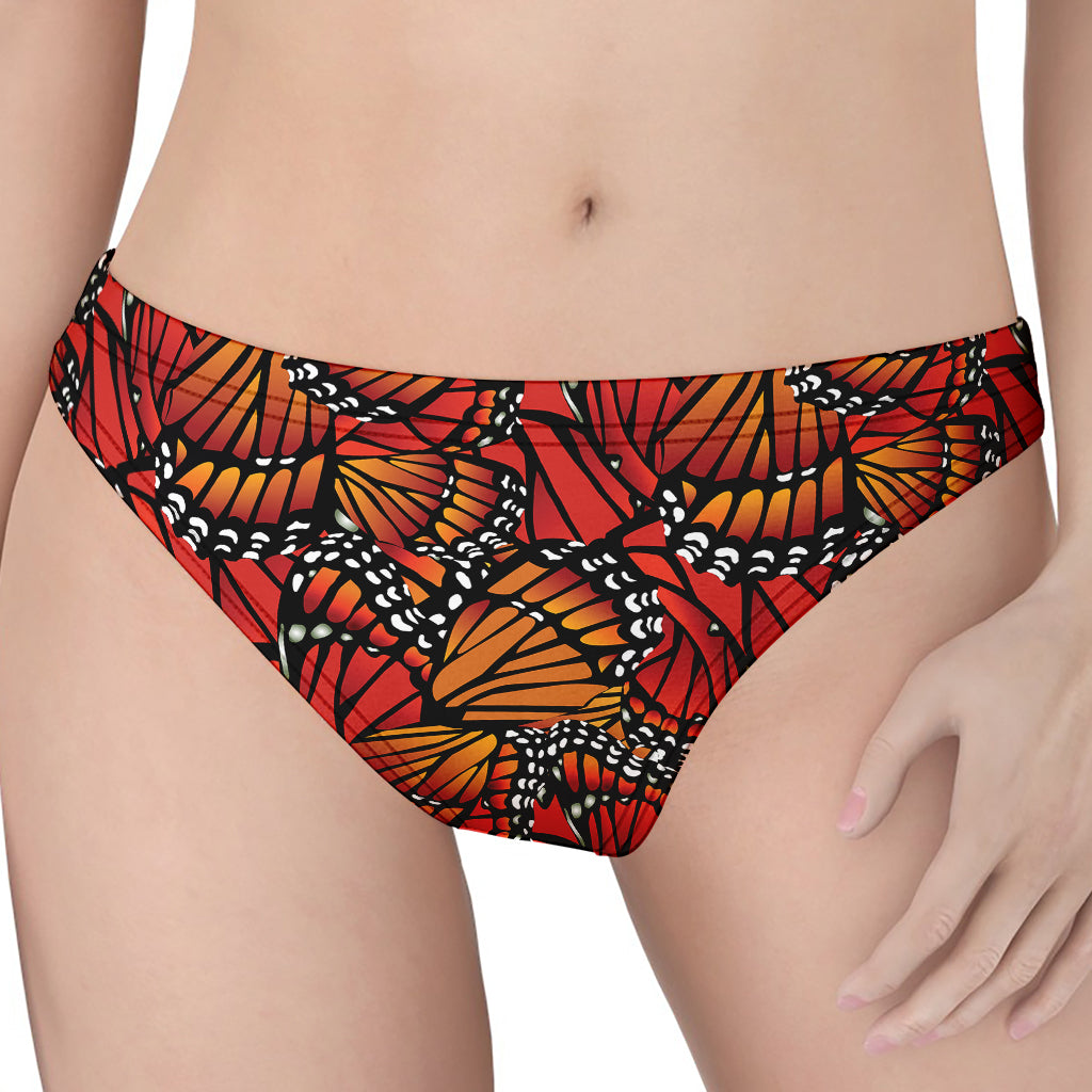 Orange Monarch Butterfly Wings Print Women's Thong