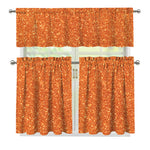 Orange (NOT Real) Glitter Print 3 Piece Kitchen Curtains